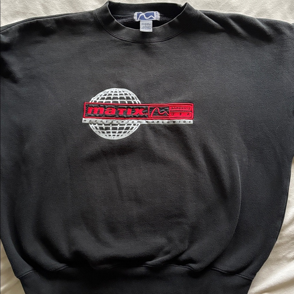 Vintage Matix Black Crewneck Sweater with Red Logo